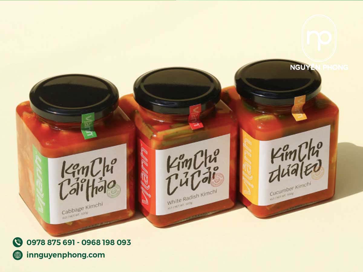In tem nhãn thực phẩm kim chi cải thảo 